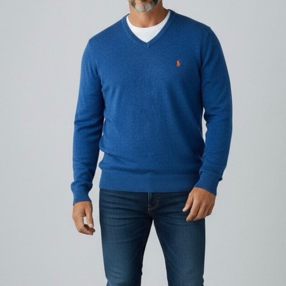 Polo Ralph Lauren Mens Classic V-neck Sweater 100% Lambswool Preppy